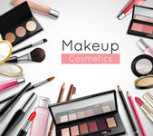 Make-up kosmetické doplňky realistické složení plakát 