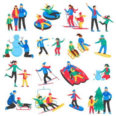 Aile kış sporları Icons Set