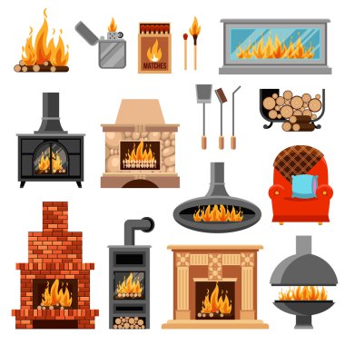 Şömineler Icons Set