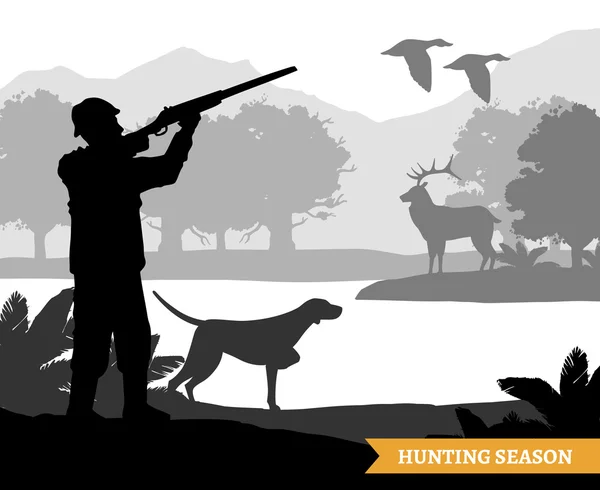 Hunting Silhouette Illustration — Stock Vector