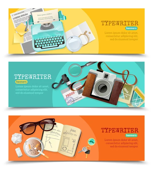 Journalist Vintage Typewriter Banners — Stock Vector