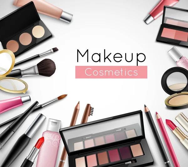 Make-up Kosmetik Accessoires realistische Zusammensetzung Poster — Stockvektor