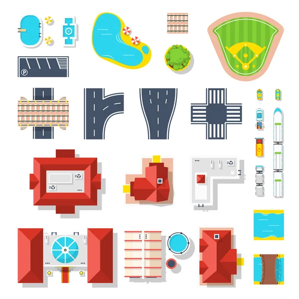 Icon Set van elementen van de stad — Stockvector