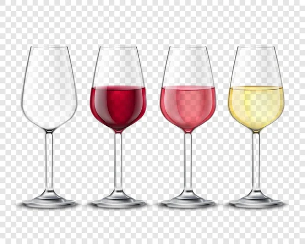 Ensemble de verres à vin boissons alcoolisées Affiche transparente — Image vectorielle