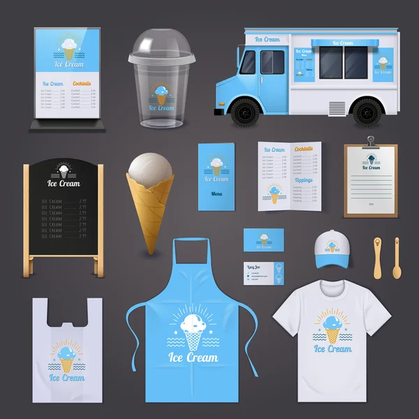 Ice Cream Corporate Identity Icons Set Vector Graphics