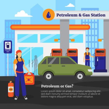 Petrol ve gaz istasyonu illüstrasyon 