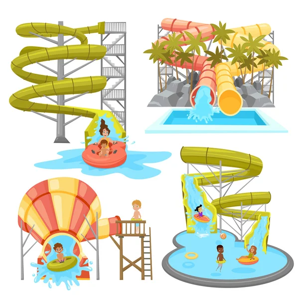 Kleurrijke Aquapark Set — Stockvector