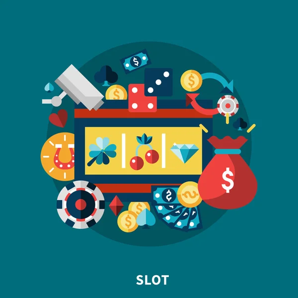 Casino Slot pictogrammen ronde samenstelling — Stockvector