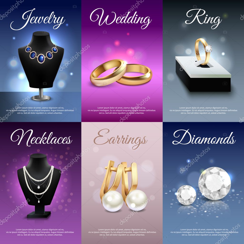 Jewelry Realistic Banners ⬇ Vector Image by © macrovector Vector