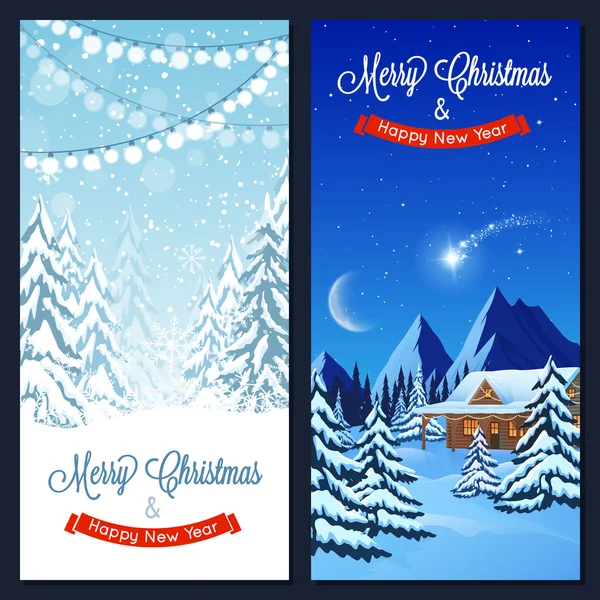 Winterlandschap verticale Banners — Stockvector