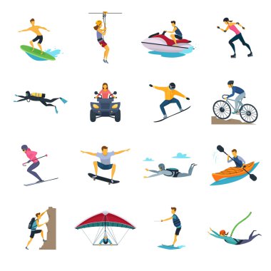 Extreme Sport Activities Flat Icons Collection  clipart
