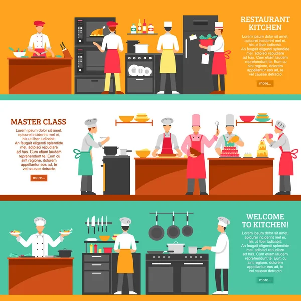 Cocina Master Class Banners horizontales — Archivo Imágenes Vectoriales