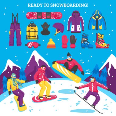 snowboard vektör çizim