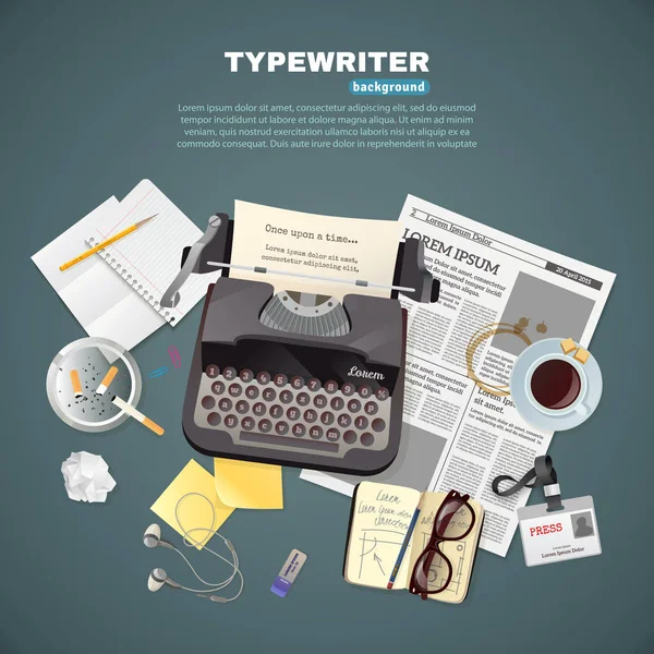Journalist Typewriter achtergrond — Stockvector