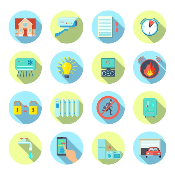 Smart House Round Icons Set — Stock Vector