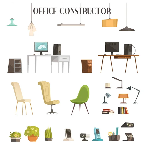 Accessoires de bureau moderne Cartoon Set — Image vectorielle