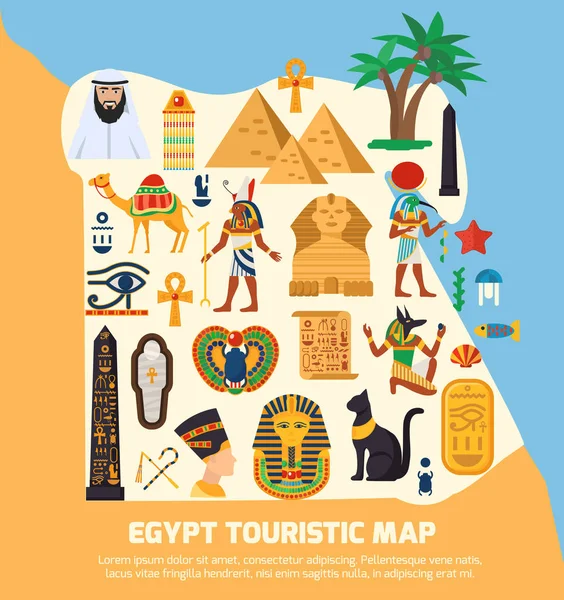 Mısır turistik harita — Stok Vektör