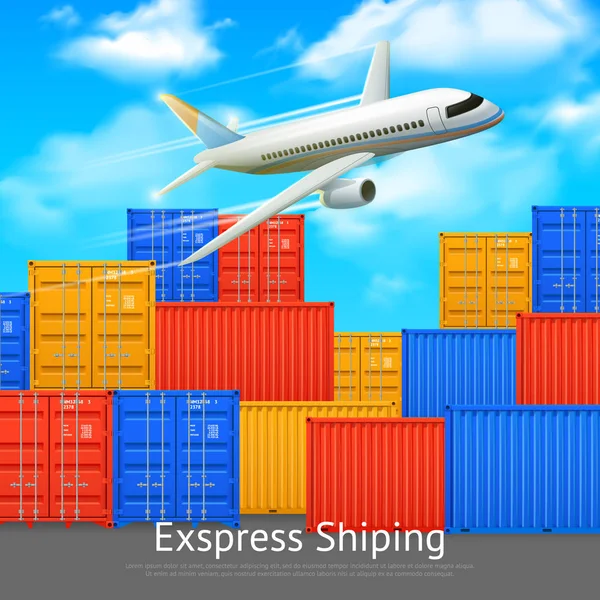Express Wysyłka ładunków kontenerem plakat — Wektor stockowy