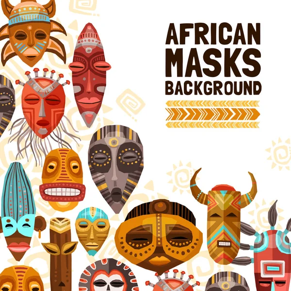 African Ethnic Tribal Masks Illustration — Stock Vector
