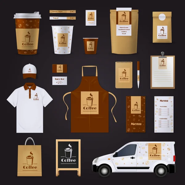 커피 기업 아이덴티티 디자인 모음 — 스톡 벡터