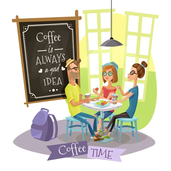 Coffee Time Design Concept With Hipsters — Stock Vector