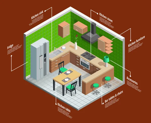 Kitchen Interior Concept — Stock Vector