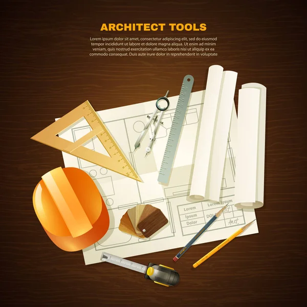 Construction Architect Tools Background — Stock Vector