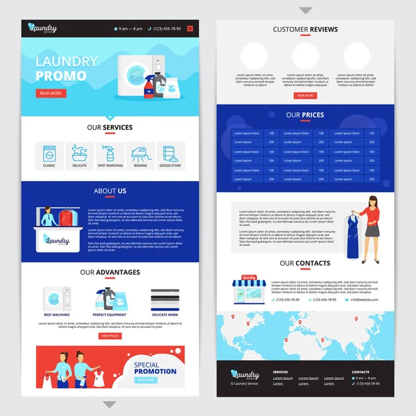 Servicio de lavandería Web Page Set — Vector de stock