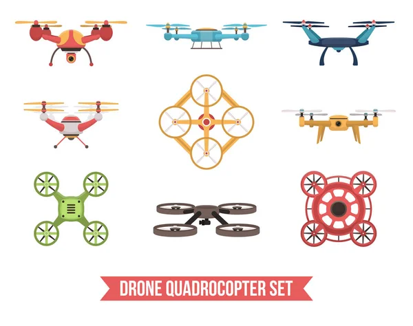Drone Quadrocopter Set — Stok Vektör