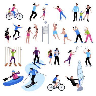 Active Leisure People Icons Set clipart