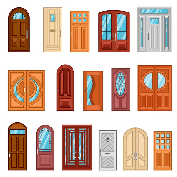 Набір деталізованих кольорових передніх дверей — стоковий вектор
