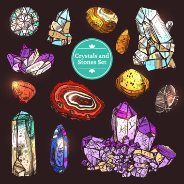 Set Of Icons Crystals Stones clipart