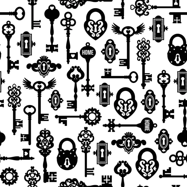 Keys And Locks Seamless Pattern — Stock Vector