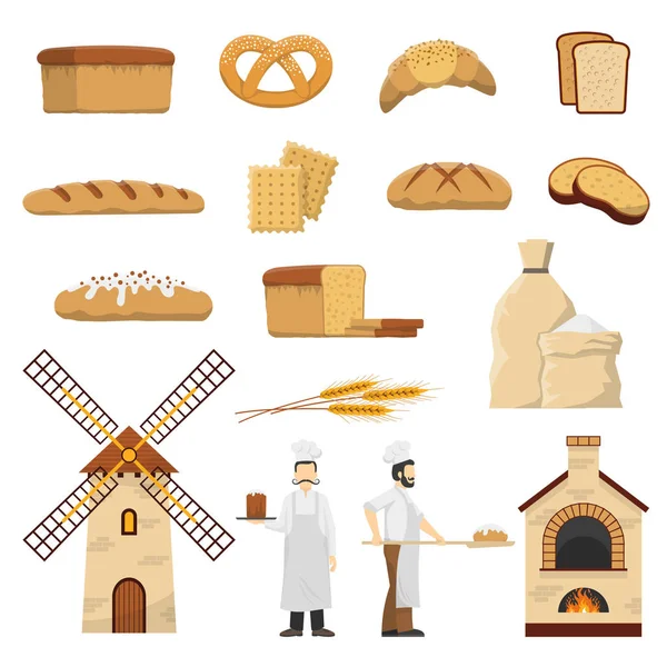 Panadería de pan conjunto — Vector de stock