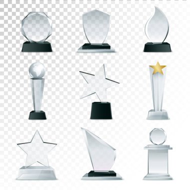 Glass Trophies  Collection Transparent Realistic Image  clipart