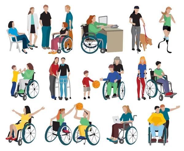 Disabled People Icons Set — Stock Vector