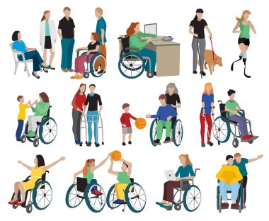 Disabled People Icons Set clipart