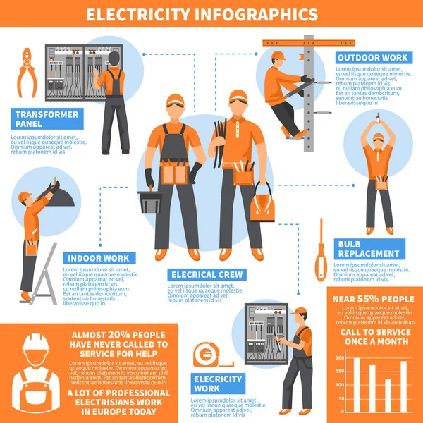 Página de Infografías de Electricidad — Vector de stock