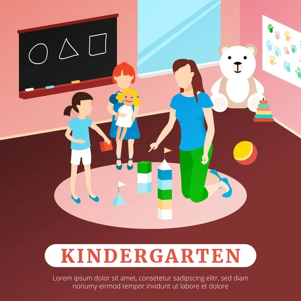 Kindergarten Poster Illustration — Stock Vector