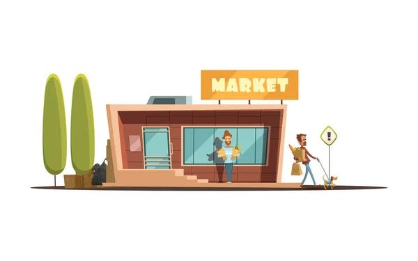Market Building Illustration — Stock Vector