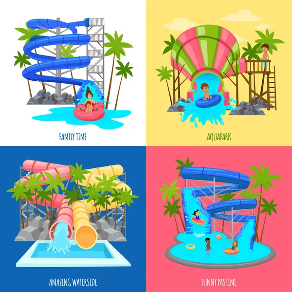 Aquapark ontwerpconcept — Stockvector