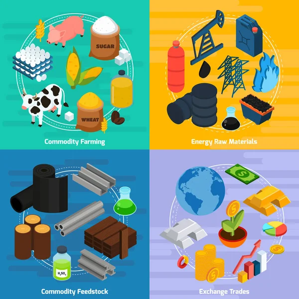 Commodity Concept Icons Set — Stock Vector