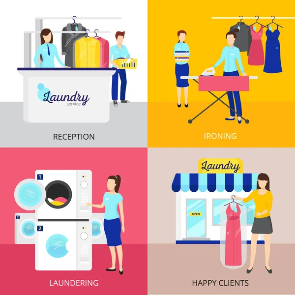 Laundry Concept Icons Set — Stock Vector