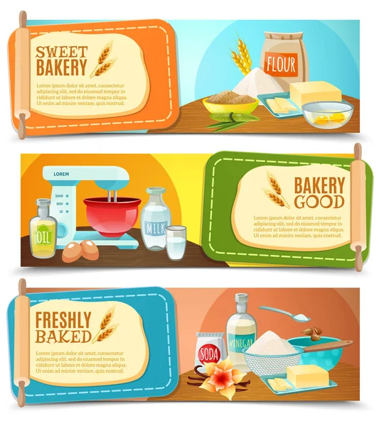Baking Ingredients Horizontal Banners — Stock Vector