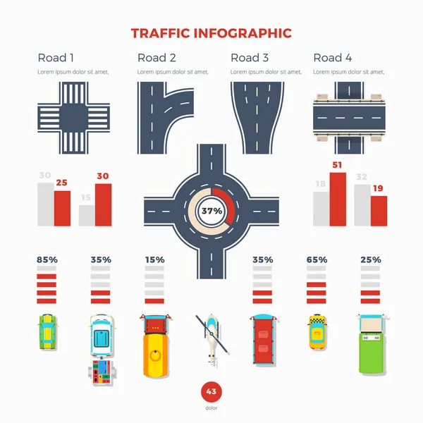 Transporte e Infografía del Tráfico — Vector de stock