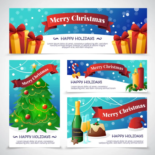 Cartes de fête de Noël Bannières — Image vectorielle