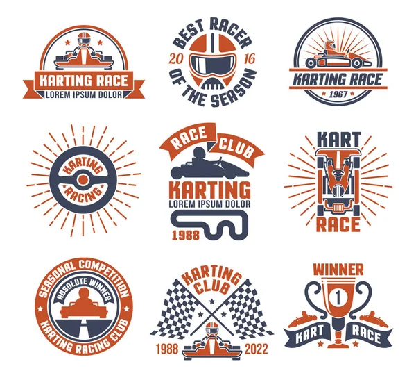 Karting Motor Race Logo Conjunto de emblemas — Vector de stock