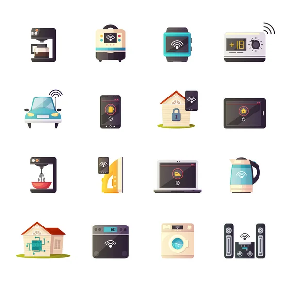 Conjunto de iconos retro de Internet de las cosas — Vector de stock