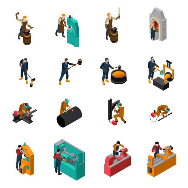 Metal işleme araçları makine izometrik Icons Collection 