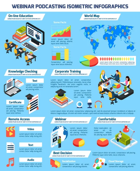 Conjunto Infográfico Webinar —  Vetores de Stock